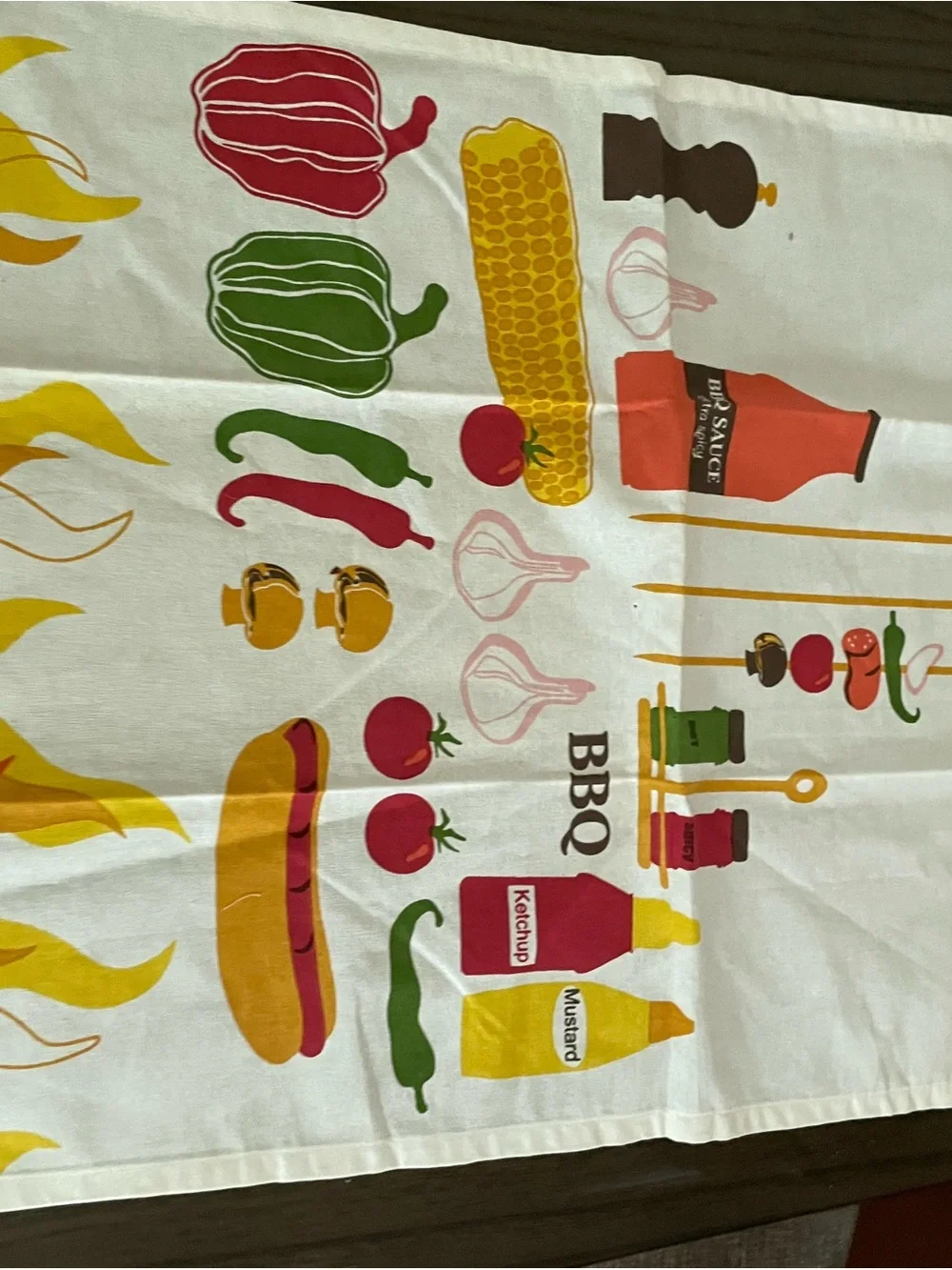 BBQ-Themed Kitchen Towel - White with Yellow Accent